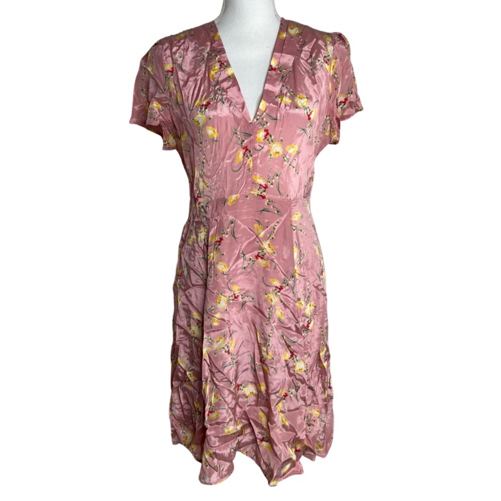 By Timo Satin Floral Mini Dress Mauve Pink Size L
